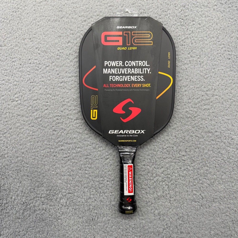 NEW Gearbox 1PG121-1 G12 Quad 12mm Carbon Fiber 4" Grip USA Pickleball Paddle